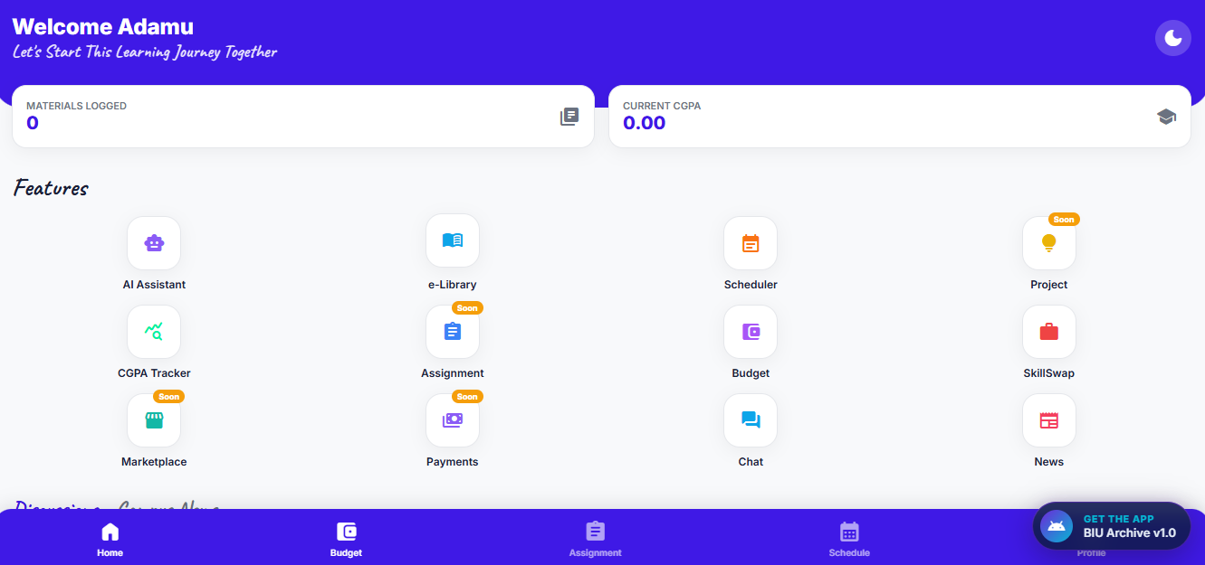 BIU Dashboard Page